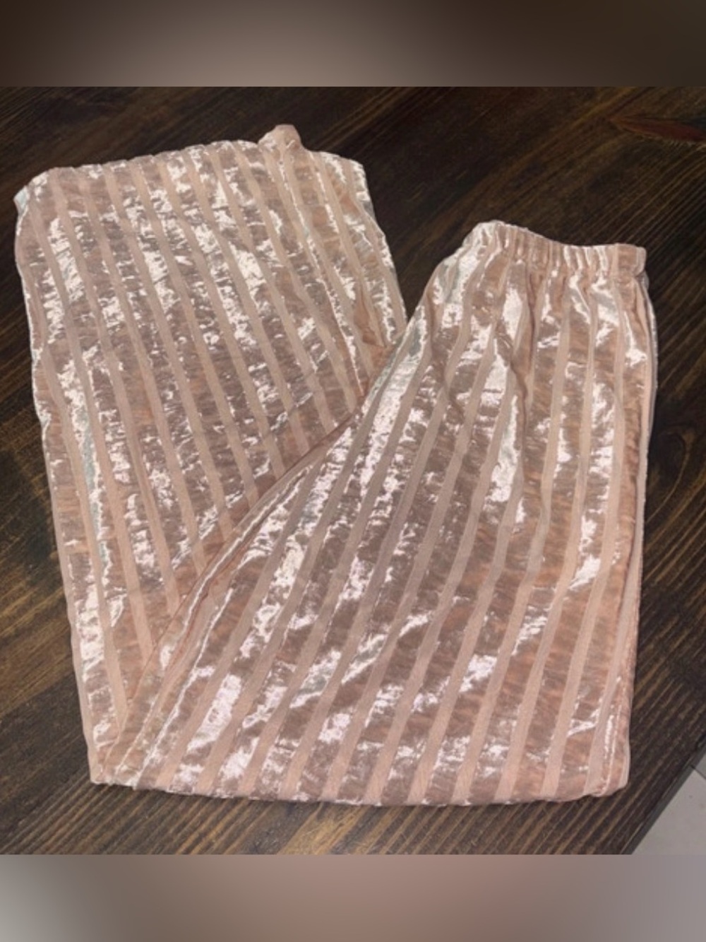 Charlotte Russe Blush Pink Velvet Striped Trousers